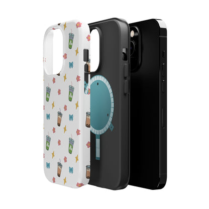Cute Milk Tea Boba Iced Matcha Pattern Magnetic Impact Phone Case