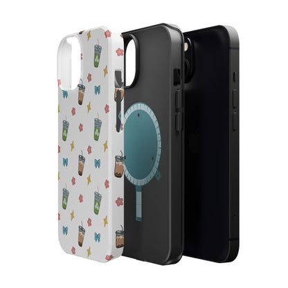 Cute Milk Tea Boba Iced Matcha Pattern Magnetic Impact Phone Case