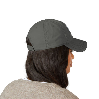 Mothman Doodle Embroidered Distressed Dad Hat