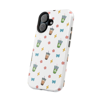 Cute Milk Tea Boba Iced Matcha Pattern Magnetic Impact Phone Case