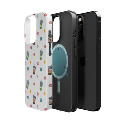 Cute Milk Tea Boba Iced Matcha Pattern Magnetic Impact Phone Case