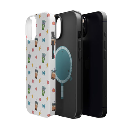 Cute Milk Tea Boba Iced Matcha Pattern Magnetic Impact Phone Case
