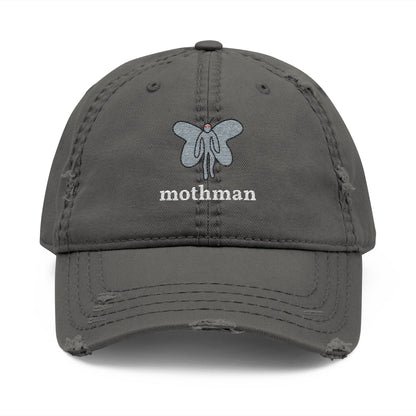 Mothman Doodle Embroidered Distressed Dad Hat