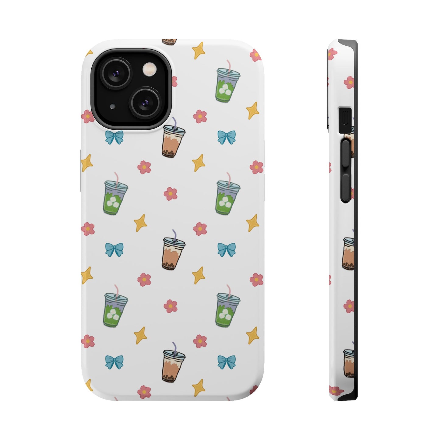 Cute Milk Tea Boba Iced Matcha Pattern Magnetic Impact Phone Case