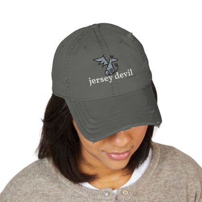 Jersey Devil Doodle Embroidered Distressed Dad Hat