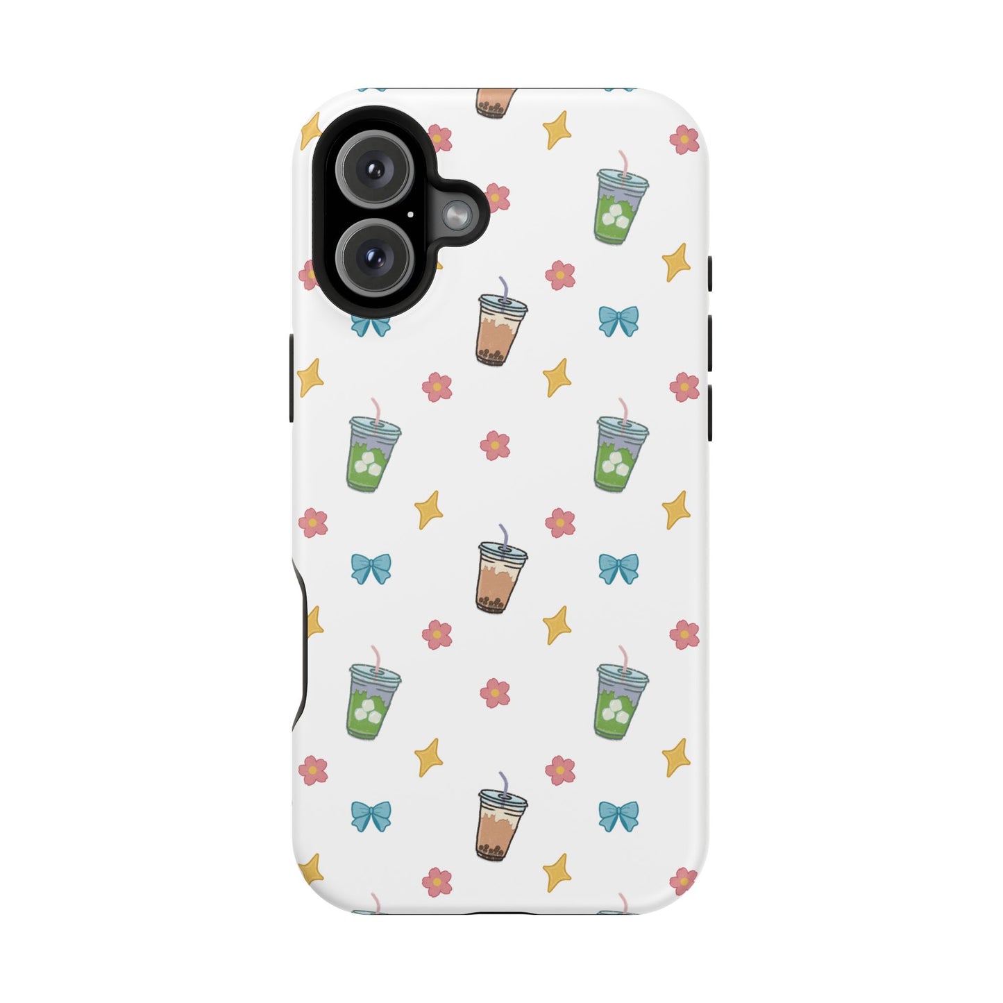 Cute Milk Tea Boba Iced Matcha Pattern Magnetic Impact Phone Case
