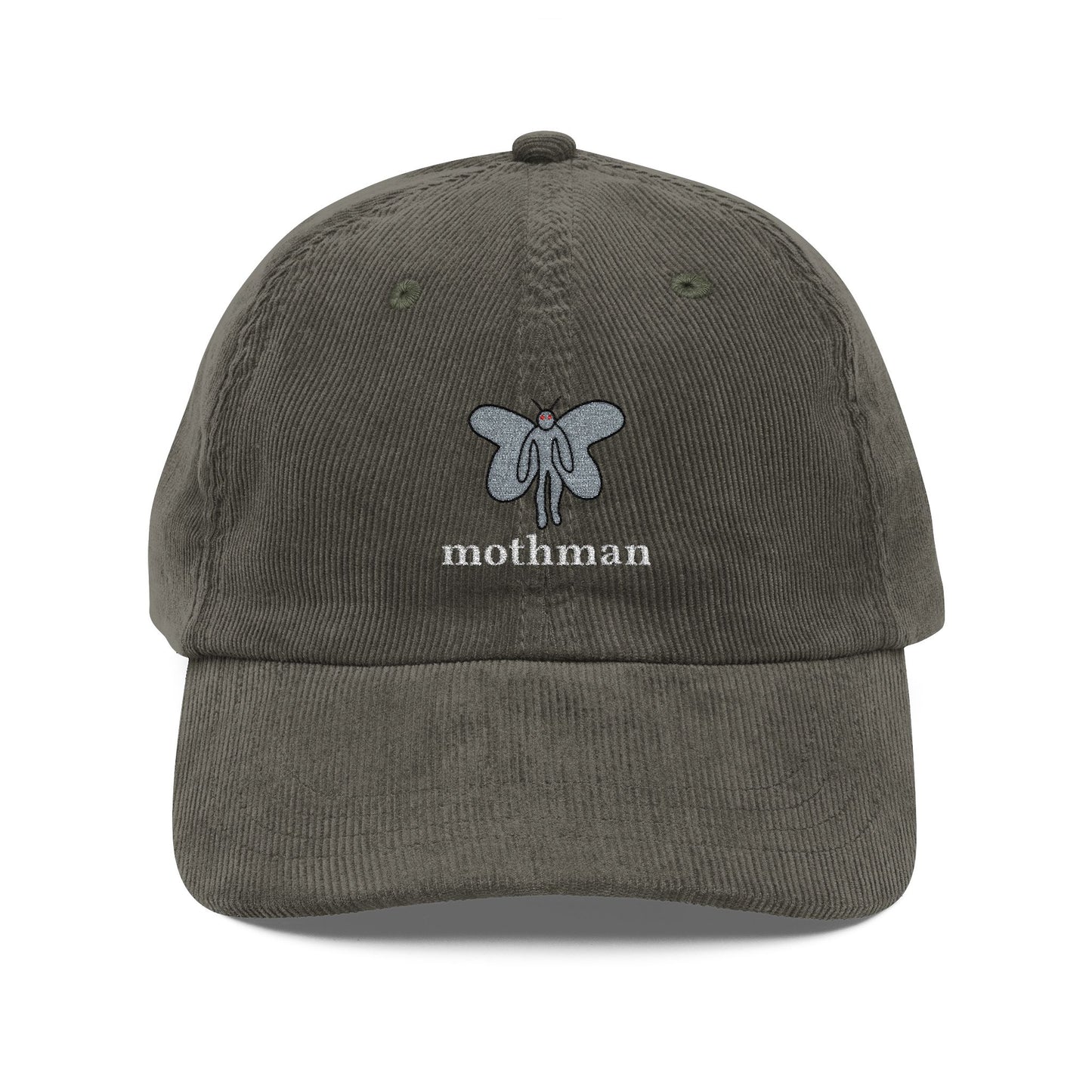 Embroidered Mothman Doodle Corduroy Cap