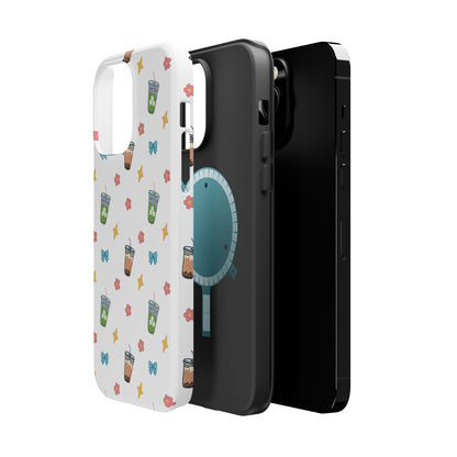 Cute Milk Tea Boba Iced Matcha Pattern Magnetic Impact Phone Case
