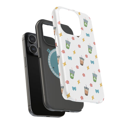 Cute Milk Tea Boba Iced Matcha Pattern Magnetic Impact Phone Case