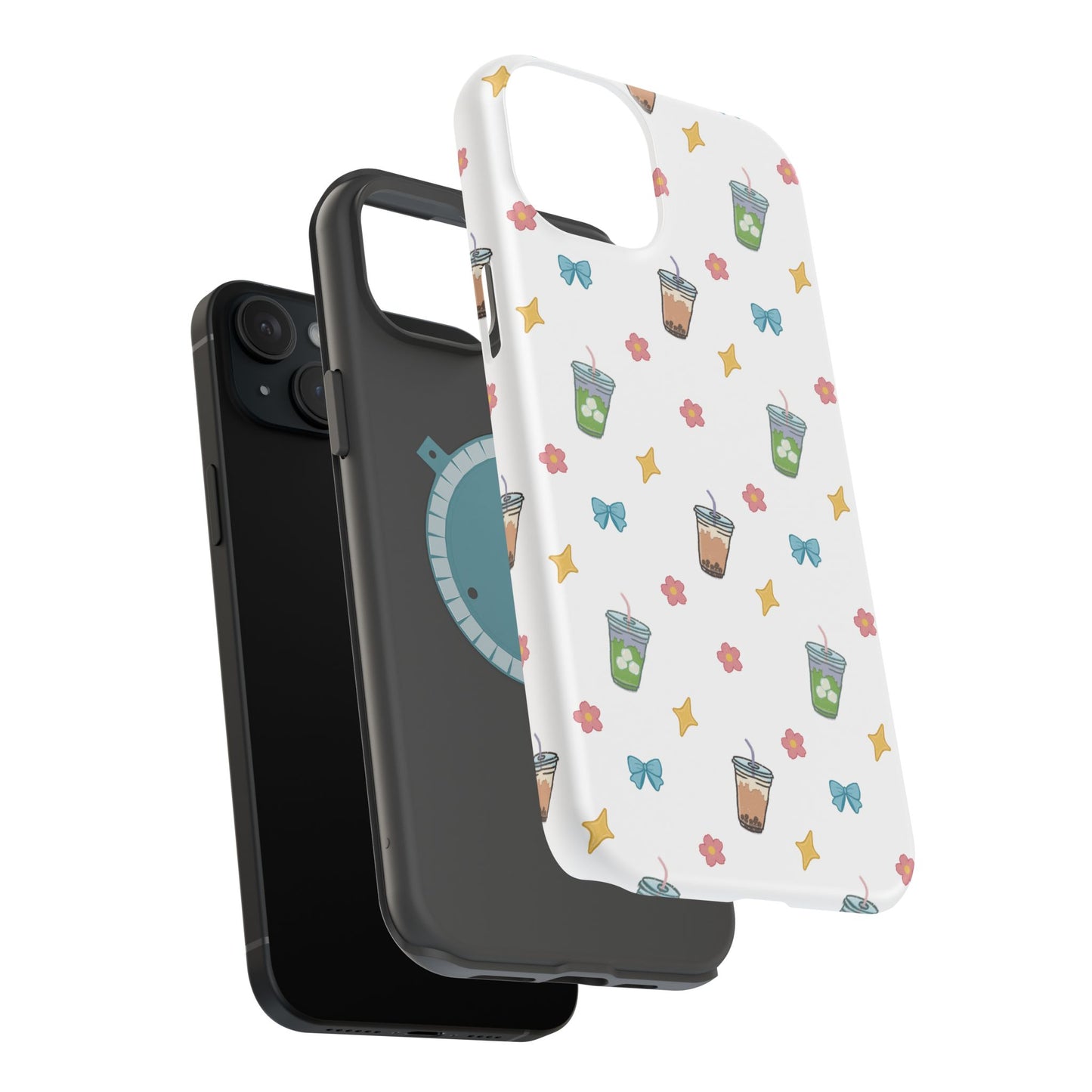Cute Milk Tea Boba Iced Matcha Pattern Magnetic Impact Phone Case