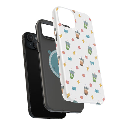 Cute Milk Tea Boba Iced Matcha Pattern Magnetic Impact Phone Case