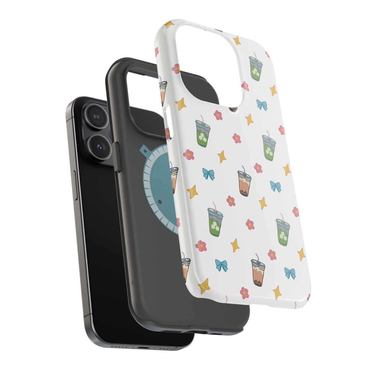 Cute Milk Tea Boba Iced Matcha Pattern Magnetic Impact Phone Case