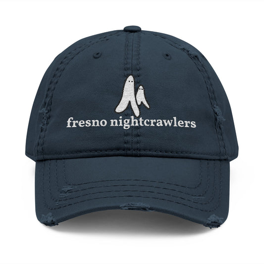 Distressed Dad Hat Fresno Nightcrawlers Doodle Embroidered Cap