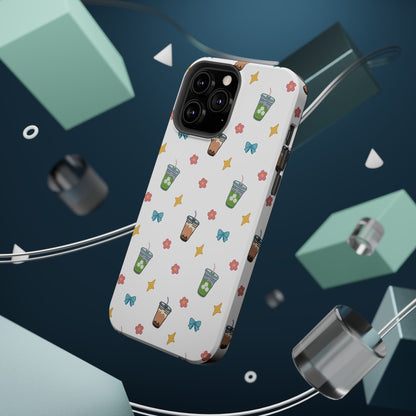 Cute Milk Tea Boba Iced Matcha Pattern Magnetic Impact Phone Case