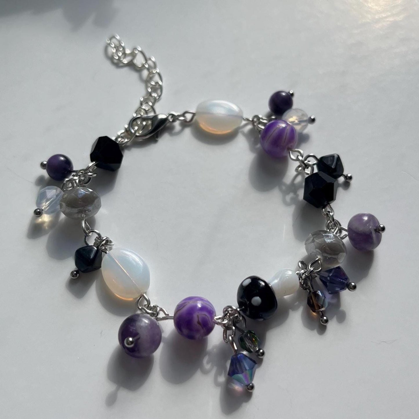 Black White Purple Mushroom Cluster Bracelet Ace Pride Asexual Demisexual