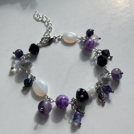 Black White Purple Mushroom Cluster Bracelet Ace Pride Asexual Demisexual
