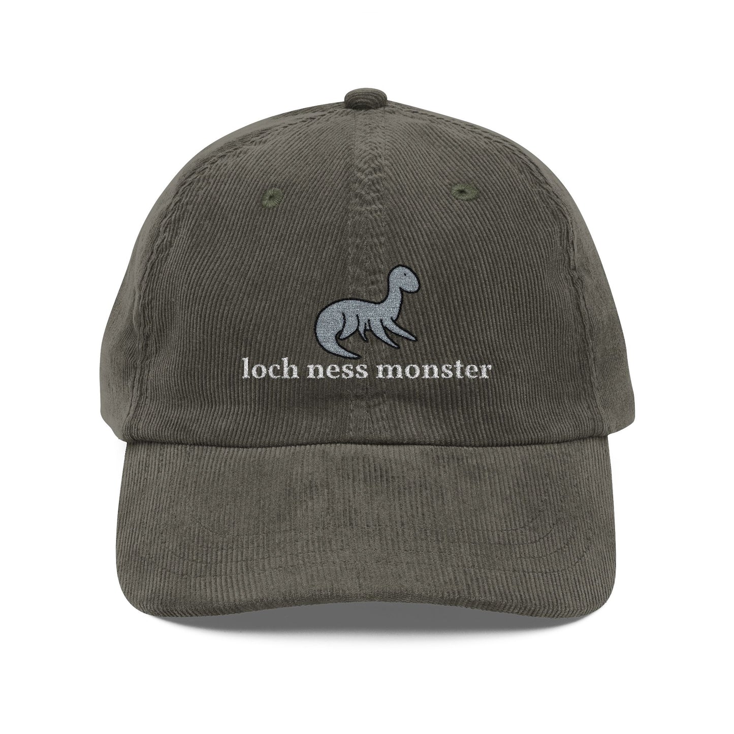 Embroidered Loch Ness Monster Doodle Corduroy Hat