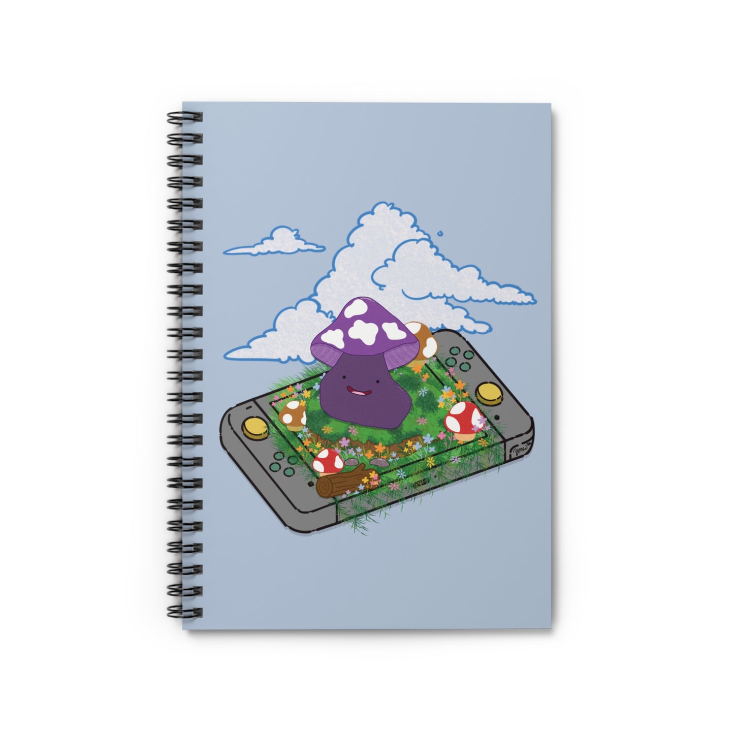 Purple Pocket Monster Mushroom Gaming Console Notebook | Spiral Ruled Notebook