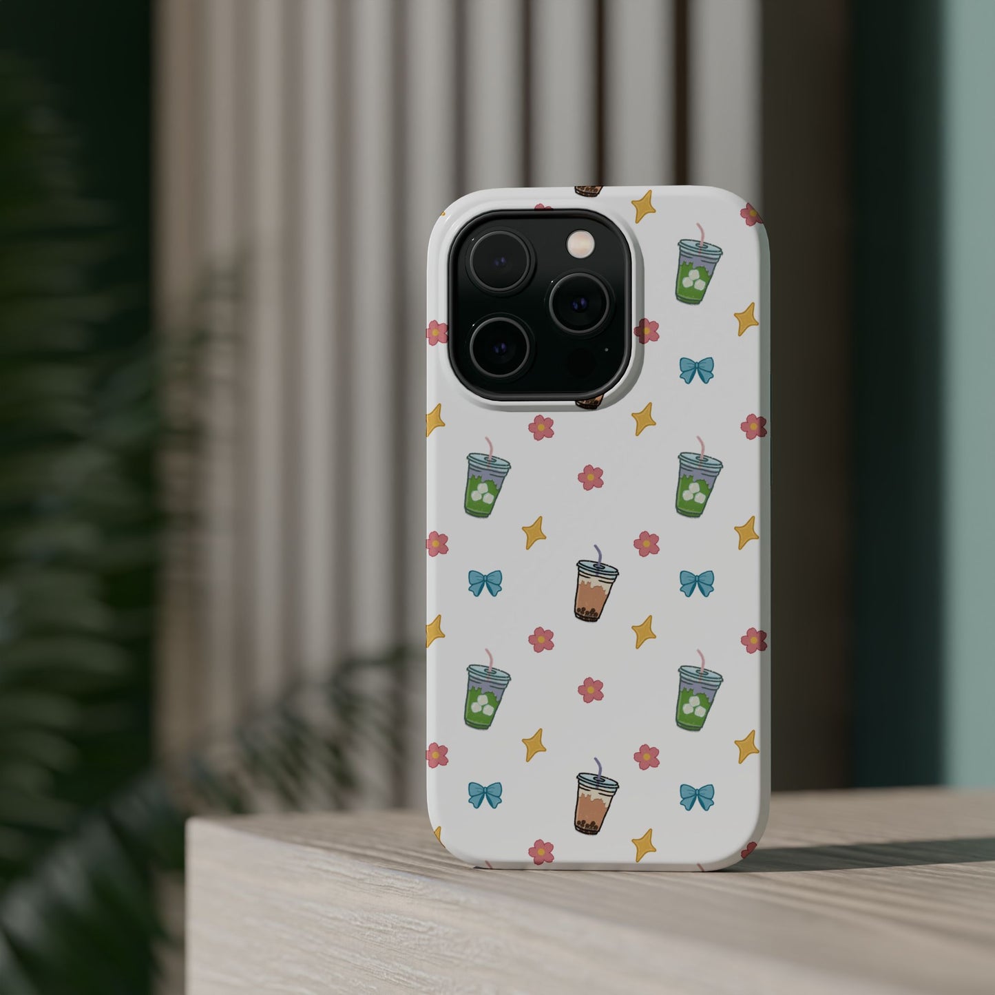 Cute Milk Tea Boba Iced Matcha Pattern Magnetic Impact Phone Case