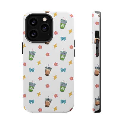 Cute Milk Tea Boba Iced Matcha Pattern Magnetic Impact Phone Case