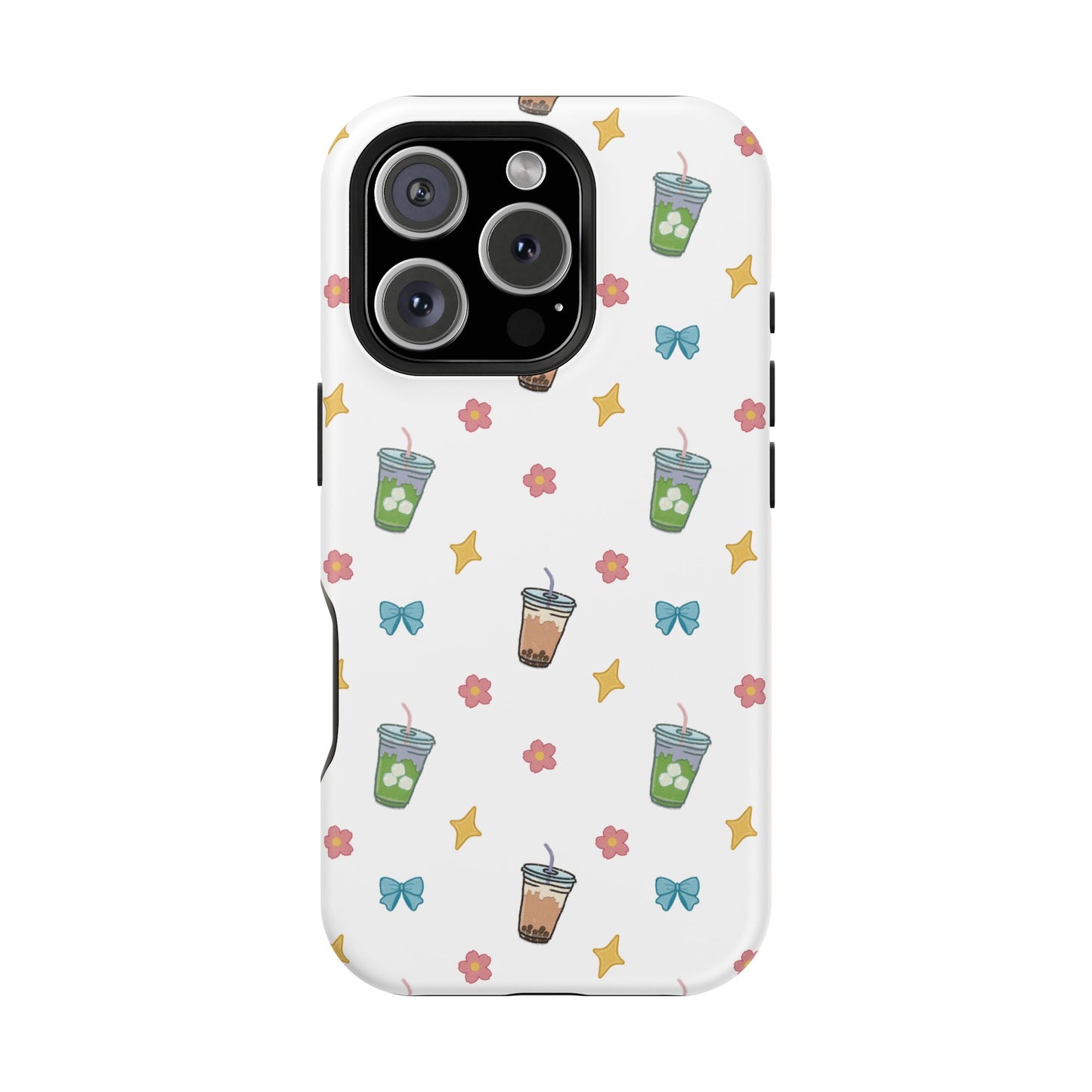 Cute Milk Tea Boba Iced Matcha Pattern Magnetic Impact Phone Case