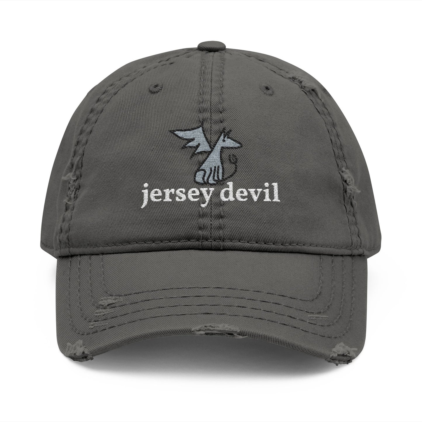 Jersey Devil Doodle Embroidered Distressed Dad Hat
