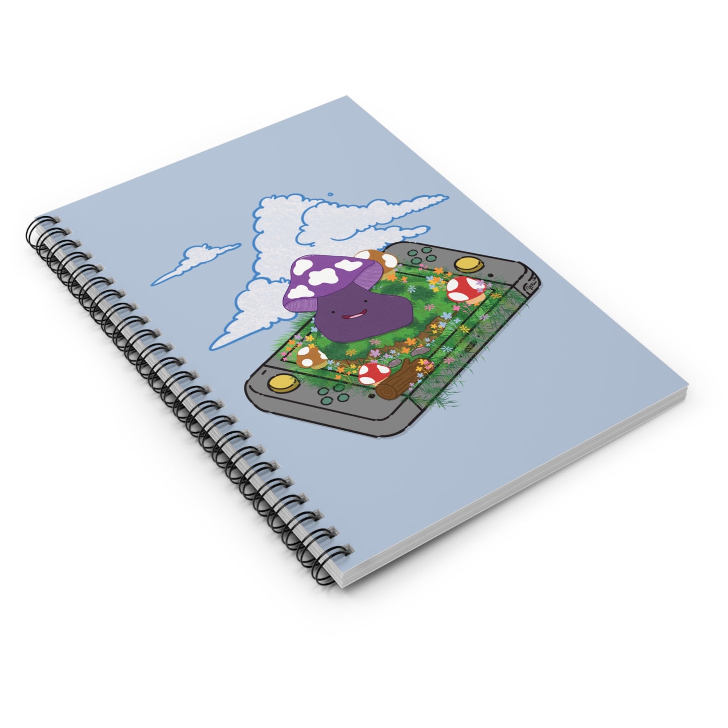 Purple Pocket Monster Mushroom Gaming Console Notebook | Spiral Ruled Notebook