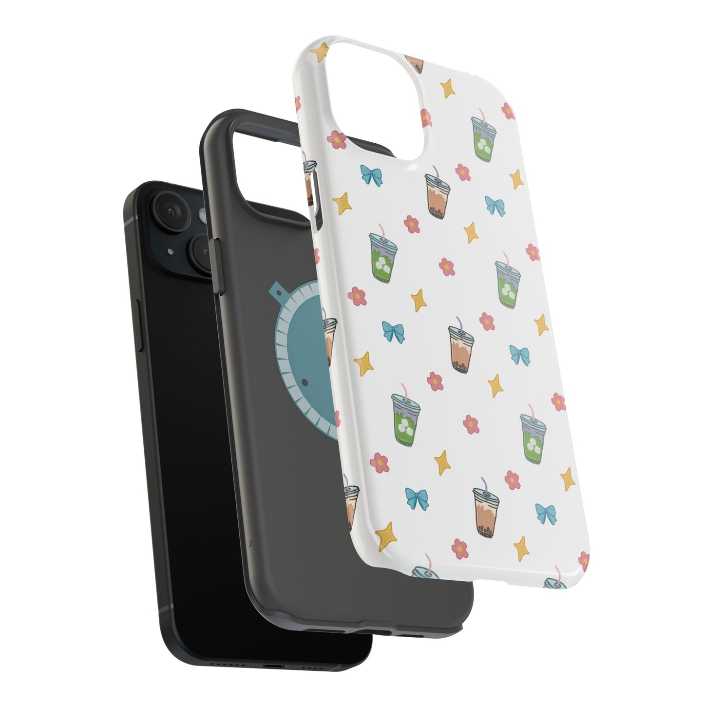 Cute Milk Tea Boba Iced Matcha Pattern Magnetic Impact Phone Case