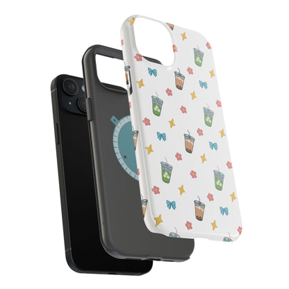 Cute Milk Tea Boba Iced Matcha Pattern Magnetic Impact Phone Case