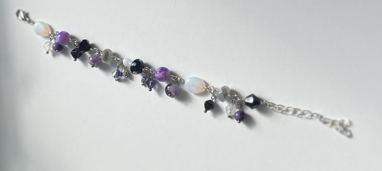 Black White Purple Mushroom Cluster Bracelet Ace Pride Asexual Demisexual
