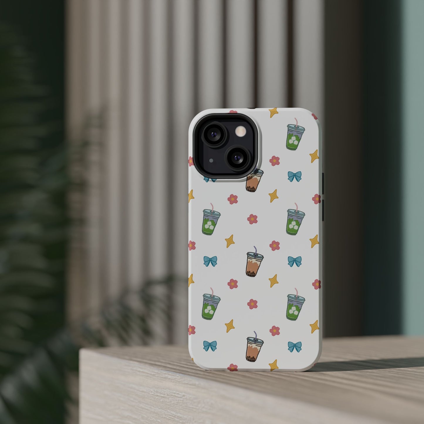 Cute Milk Tea Boba Iced Matcha Pattern Magnetic Impact Phone Case