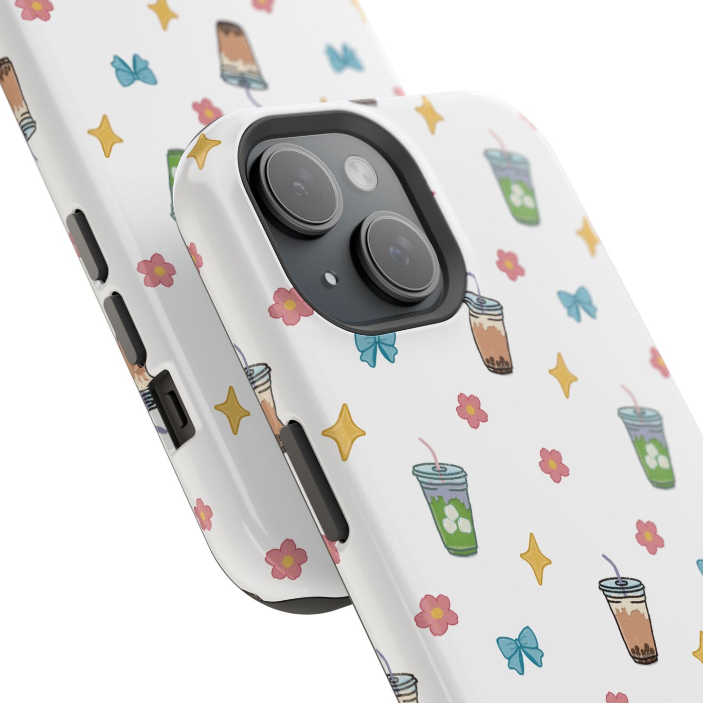 Cute Milk Tea Boba Iced Matcha Pattern Magnetic Impact Phone Case