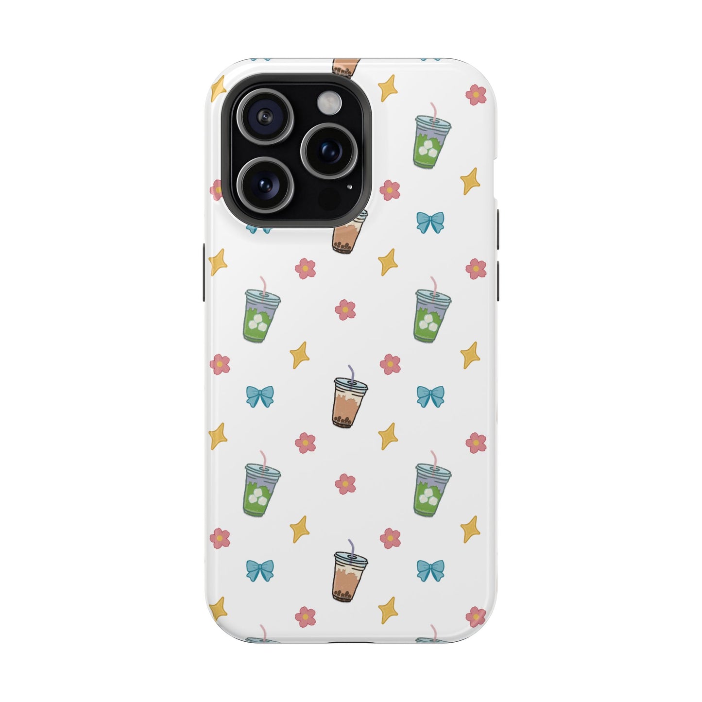 Cute Milk Tea Boba Iced Matcha Pattern Magnetic Impact Phone Case