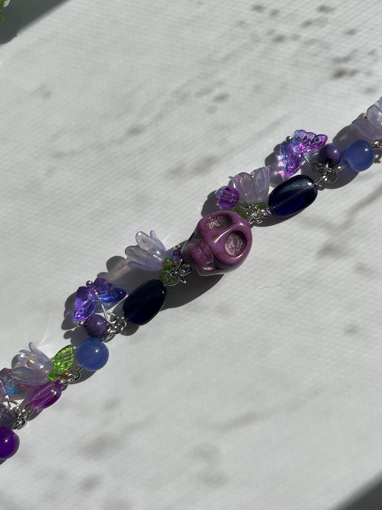 Purple Skull Cluster Bracelet Gothic Halloween Goth Fairycore Goblincore