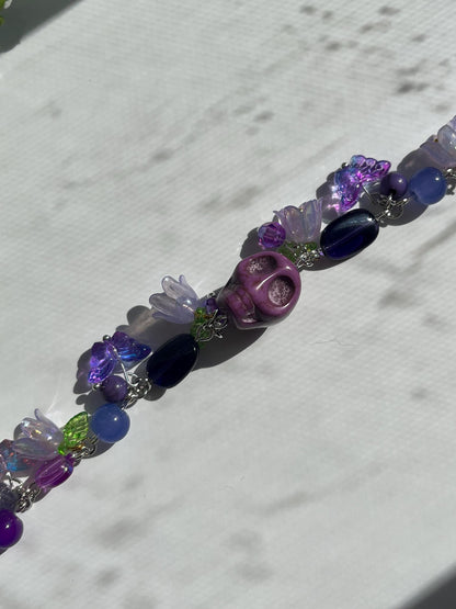 Purple Skull Cluster Bracelet Gothic Halloween Goth Fairycore Goblincore