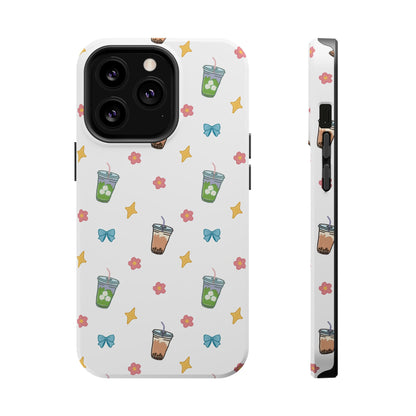 Cute Milk Tea Boba Iced Matcha Pattern Magnetic Impact Phone Case