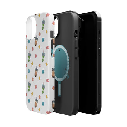 Cute Milk Tea Boba Iced Matcha Pattern Magnetic Impact Phone Case