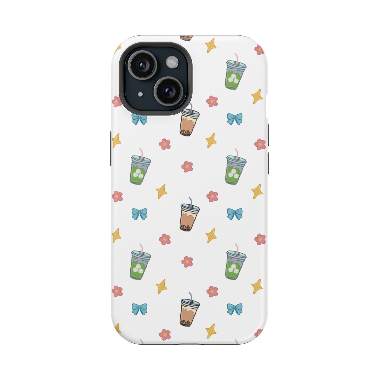 Cute Milk Tea Boba Iced Matcha Pattern Magnetic Impact Phone Case
