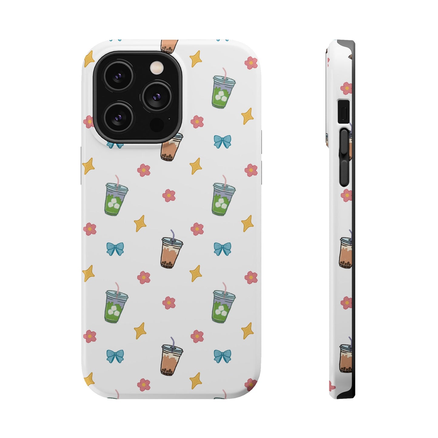 Cute Milk Tea Boba Iced Matcha Pattern Magnetic Impact Phone Case