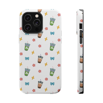Cute Milk Tea Boba Iced Matcha Pattern Magnetic Impact Phone Case