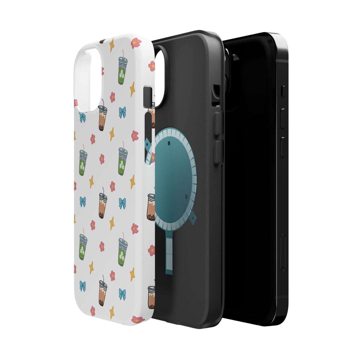 Cute Milk Tea Boba Iced Matcha Pattern Magnetic Impact Phone Case