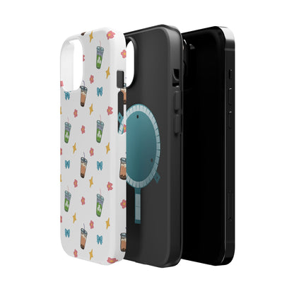 Cute Milk Tea Boba Iced Matcha Pattern Magnetic Impact Phone Case