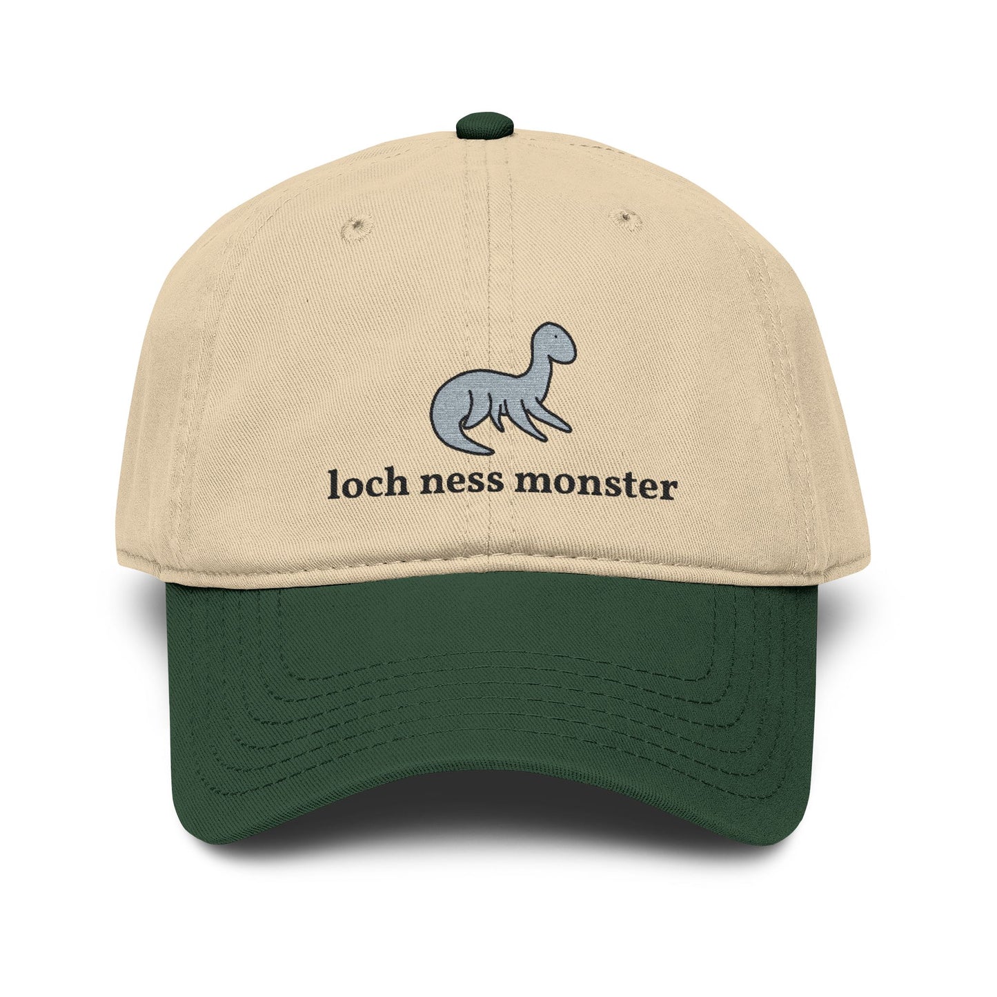 Loch Ness Monster Doodle Embroidered Baseball Cap