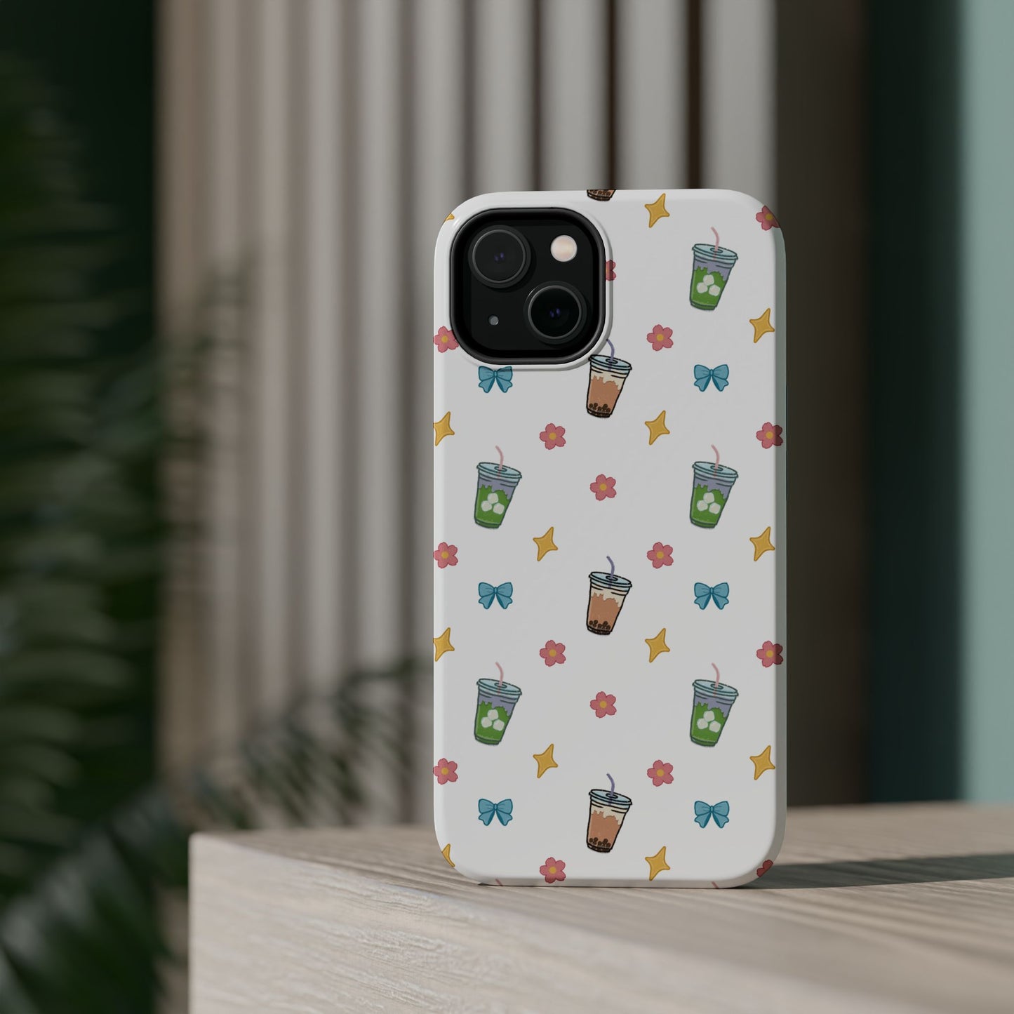 Cute Milk Tea Boba Iced Matcha Pattern Magnetic Impact Phone Case