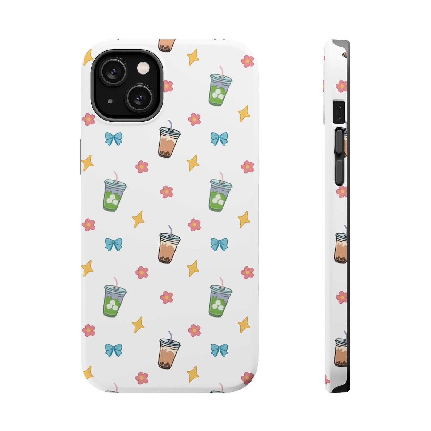 Cute Milk Tea Boba Iced Matcha Pattern Magnetic Impact Phone Case