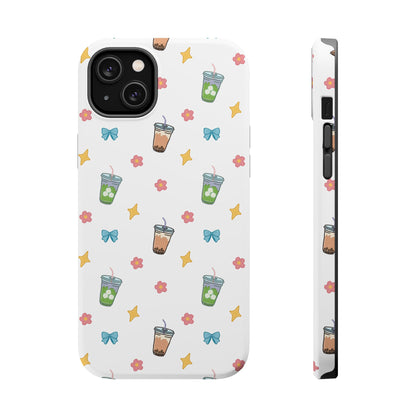 Cute Milk Tea Boba Iced Matcha Pattern Magnetic Impact Phone Case
