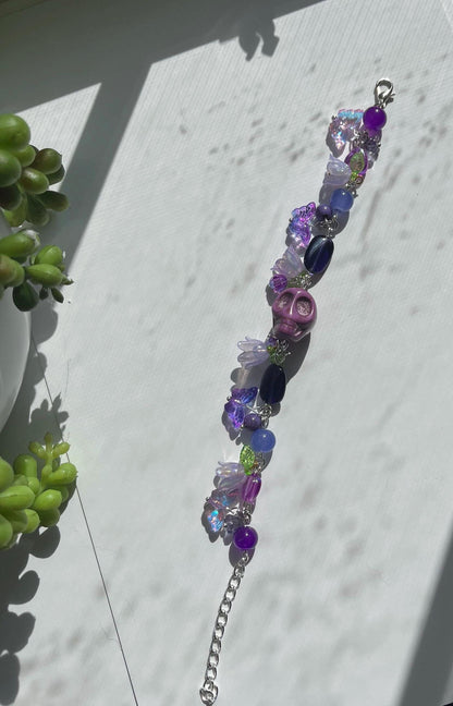 Purple Skull Cluster Bracelet Gothic Halloween Goth Fairycore Goblincore
