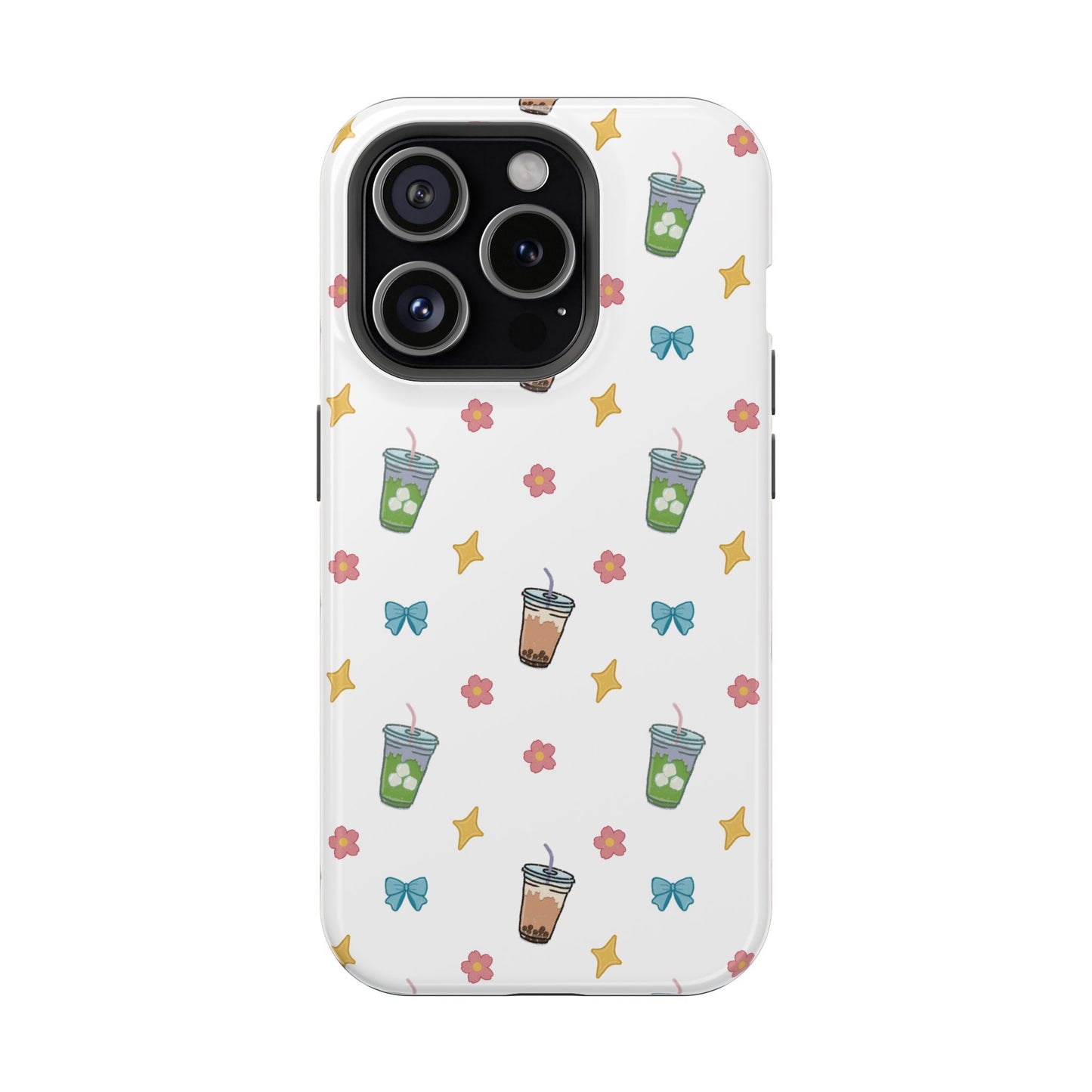 Cute Milk Tea Boba Iced Matcha Pattern Magnetic Impact Phone Case