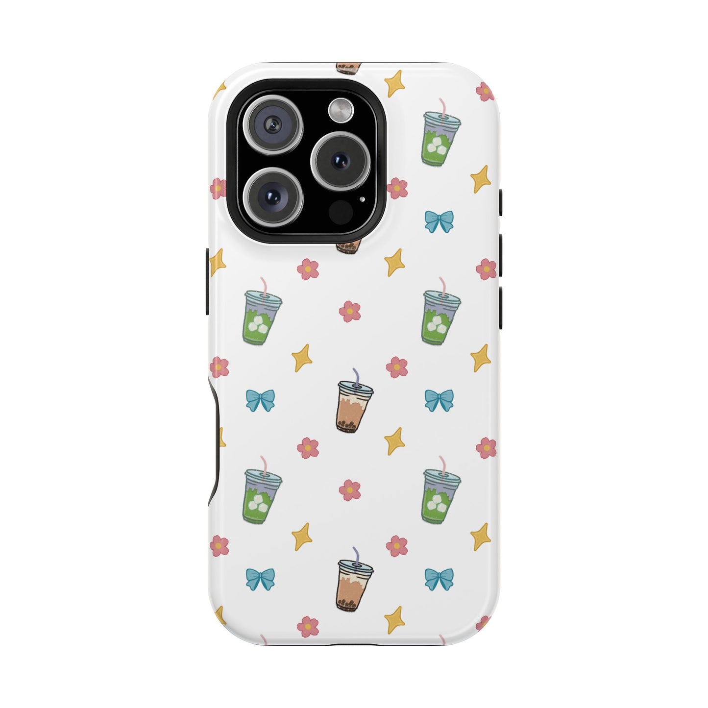 Cute Milk Tea Boba Iced Matcha Pattern Magnetic Impact Phone Case
