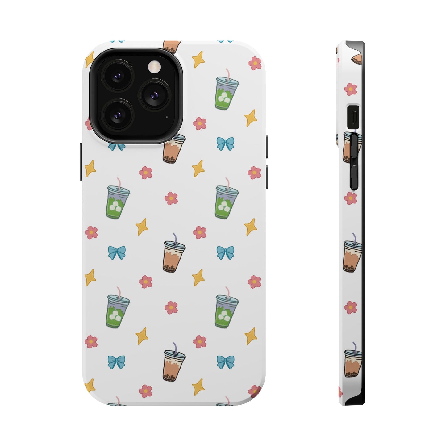 Cute Milk Tea Boba Iced Matcha Pattern Magnetic Impact Phone Case
